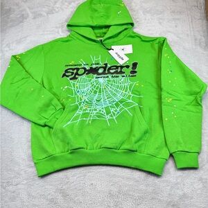 Green Sp5der Graphic Hoodie Unisex Size M